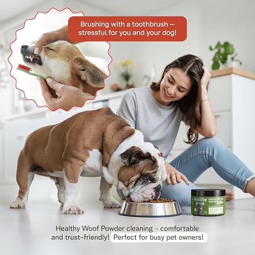 Image of Dental Powder for Dogs - Complete Oral Care Bone Broth, Dog Teeth Cleaning Powder, Tartar Remover, Fresh Breath, Sensitive Stomach Support, No Brush Dental Care, 4.2 oz, 60 Scoops