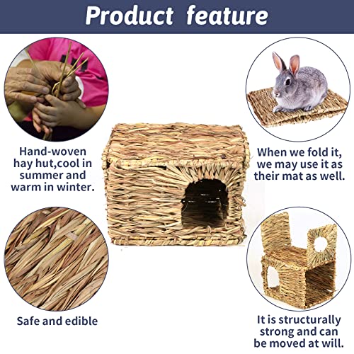 Hamiledyi Grass House For Rabbit,2Pcs Natural Hand Woven Seagrass Play Hay Bed Foldable Woven Hideaway Hut Toy For Bunny Hamster Guinea Pig Chinchilla Small Animals #TOP2