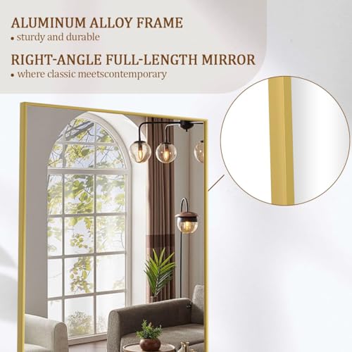 Image of Koonmi 64 inchx24 inch Floor Mirror Full Length, Large Gold Mirror