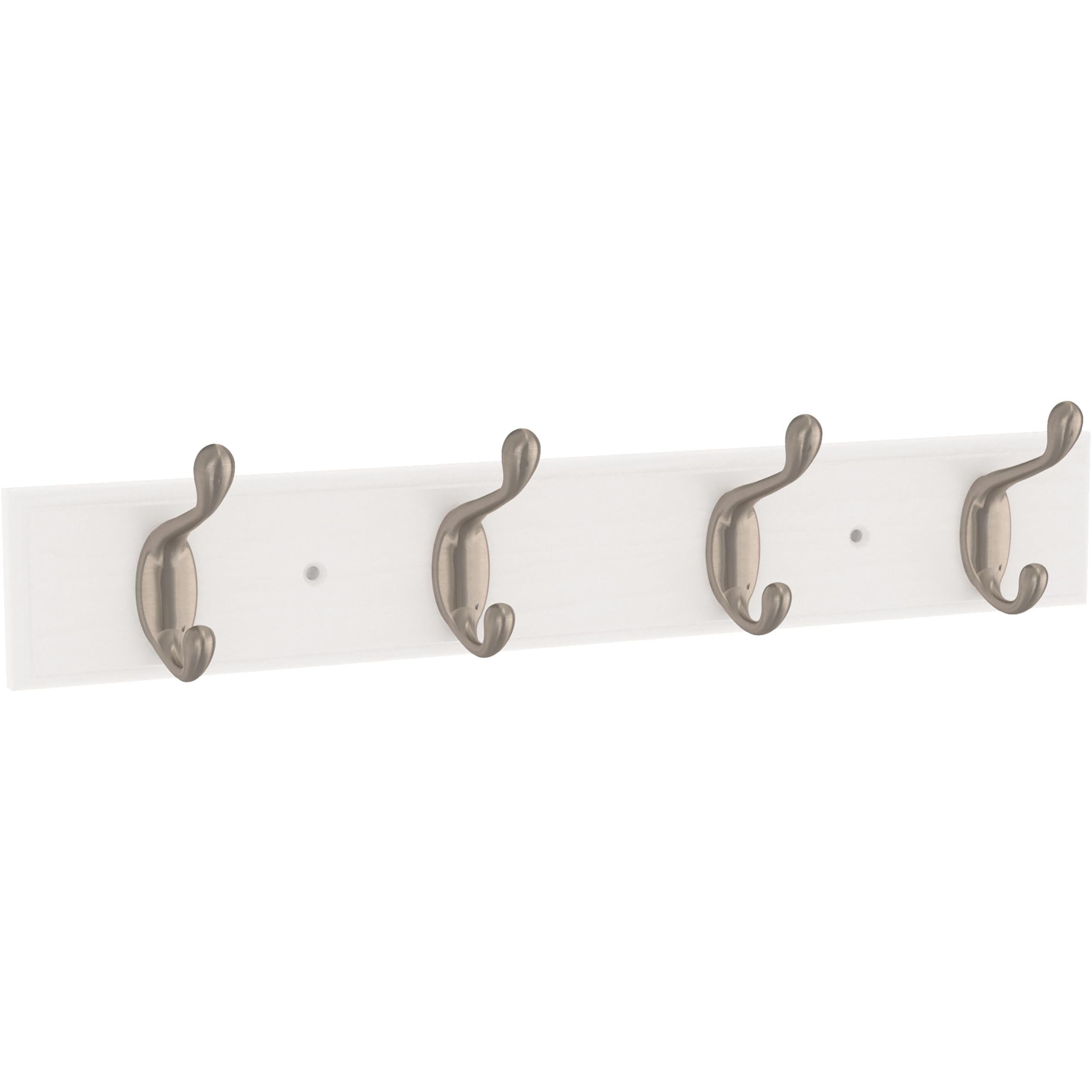 Franklin Brass Casual Curve Wall Mounted Pure White 16 in. Coat Rack, 4 Nickel Hooks, B46717K-PMN-C, Pure White & Nickel, 16" Rail