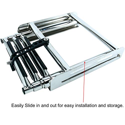 DasMarine 3-Step 316 Stainless Steel Telescoping Ladder, Slide Under Platform Mount Boarding Ladder with Retaining Strap (3 Step Ladder)