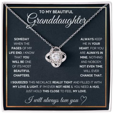 FG Family Gift Mall Granddaughter Gifts From Grandma and Granddaughter Birthday Message Card Necklace From Grandmother or Grandpa Jewelry Charm Present with Message Card and Gift Box, Stainless Cover