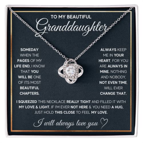 FG Family Gift Mall Granddaughter Gifts From Grandma and Granddaughter Birthday Message Card Necklace From Grandmother or Grandpa Jewelry Charm Present with Message Card and Gift Box Stainless