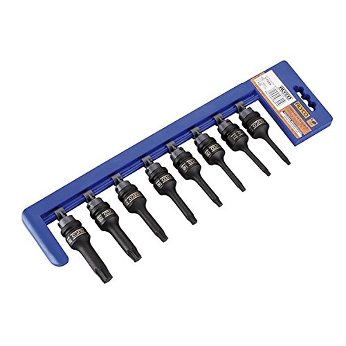 ALYCO 198301 - Juego 8 llaves de vaso de impacto 78 mm insercion 1/2" punta Torx T25-T60
