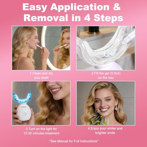 Image of Teeth Whitening Kit with LED Light Tray for Sensitive Teeth, 5 Tooth Whitening Pen Gel Pain Free and Enamel Safe, Teeth Whitener at Home Up to 1-9 Shades Whiter in 1-2 Weeks