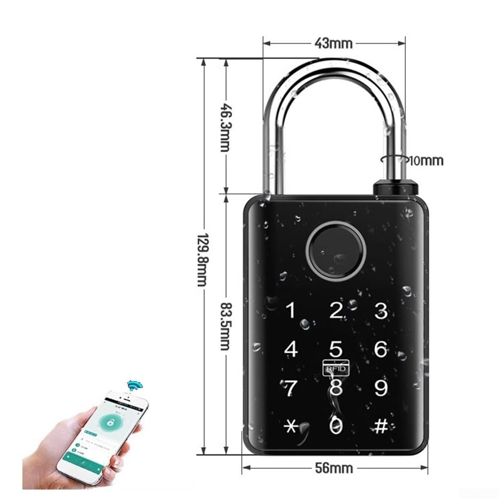 Lucchetto con impronte digitali e NFC, serratura per cancello di ingresso senza chiave, per uso esterno, sicurezza biometrica, armadietto di sicurezza biometrico, in lega di zinco, resistente alle