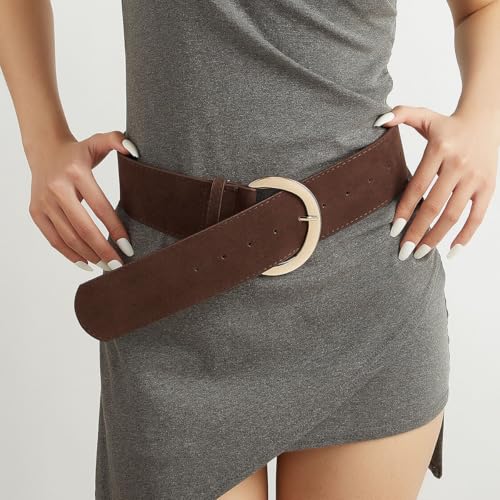 Fashion Women's Retro Wide Faux Suede Leather Waist Belt for Jeans Dress Coats Casual Wear2