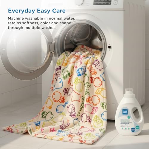 Image of Mee Mee Soft Single Layer Lightweight Flannel Baby Blanket with Pig Family Printed - Comfort and Warmth for Newborns (75 cm x 100 cm) 0-12 Months (Multicolor)