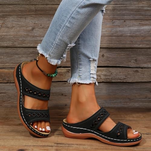 Orthopedic Sandals for Women Arch Support Hollow Out Slippers Casual Summer Sandals Breathable Slip On Slippers3