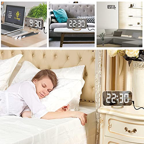 Ygon Two Mirror Alarm Clock, Led Digital Clock For Bedrooms, Snooze, Brightness, Nightstand Clock(Black And Gold) #TOP5
