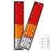 MICTUNING 20 LED Trailer Tail Lights Bar Waterproof, DC12V Turn Signal and Parking Reverse Brake Running Lamp for Car Truck Red Amber White (2 Pack)