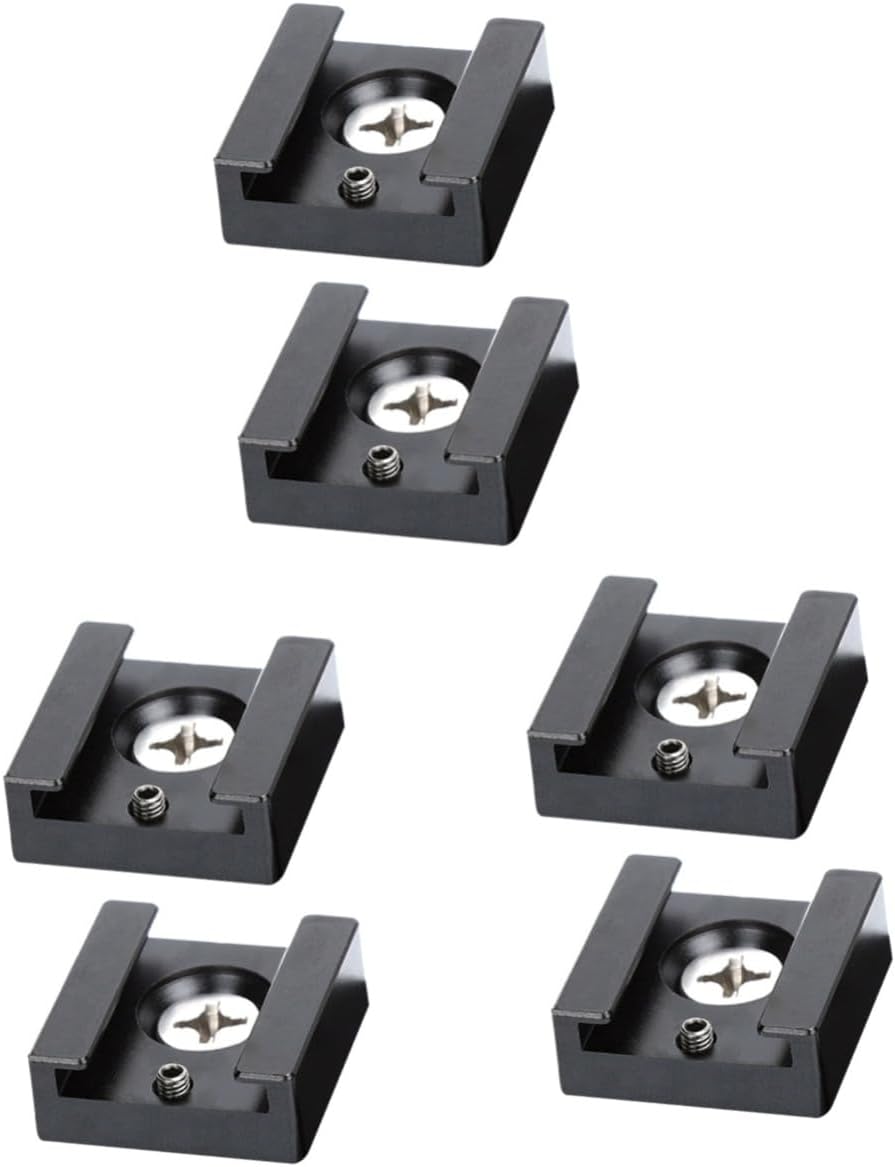 OSALADI 6pcs Cold Shoe Adapter Quick Release Bracket for Camera Flash Mount Compatible Threaded Accessories and Sturdy Design for Lights and Monitors Black