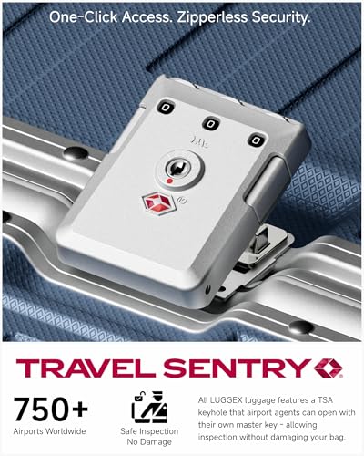Image of Carry On Luggage with Spinner Wheels, 8010S Aluminum Frame Zipperless Polycarbonate Hard Shell Suitcase (ZX-Core, Blue, 20 Inch)