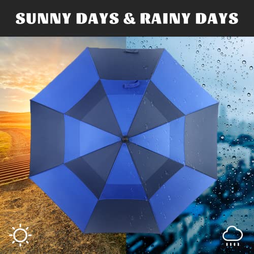 Llanxiry Umbrella Large Golf Umbrellas For Rain Windproof 54/62/68 Inch Automatic Open Double Canopy Oversized Vented Stick Umbrellas For Men And Women (Royal Blue/Navy/68In) #TOP5