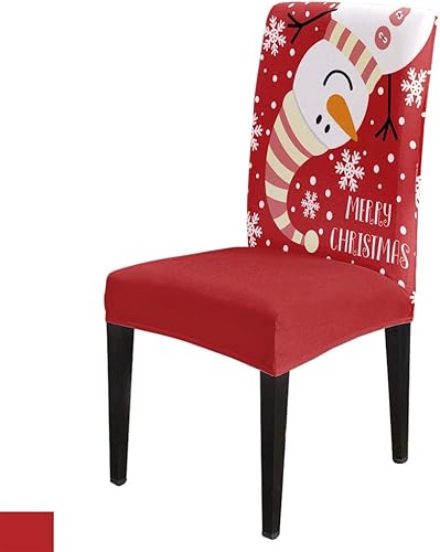 4Pcs Dining Chair Covers Protector Stretch Removable Washable Seat Cushion Slipcover,Cute Snowman Snowflakes Merry Christmas Seat Cover Spandex for