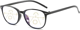 Óculos De Leitura Multifocais Progressivos Moda Retrô Anti-Azul Leitor De Luz Lentes Unissex De Alta Definição De Resina Para Longe E Perto óculos De Leitura De Uso Duplo,Black,+3.50