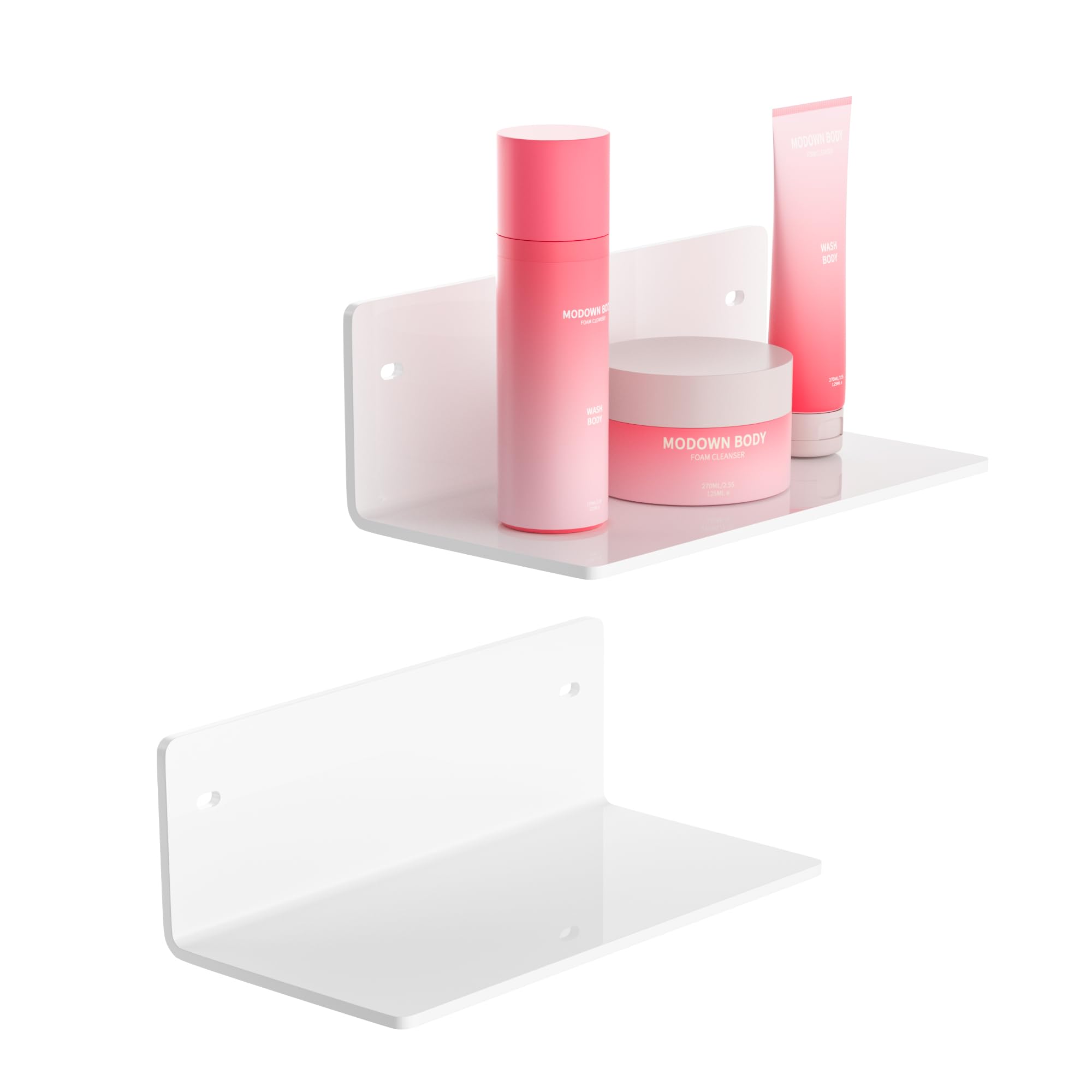 Sezanrpt 8 Inches White Small Shelves Acrylic, Wall Shelves for Living Room Décor, Bedroom, Bathroom, Kitchen, Dining Room