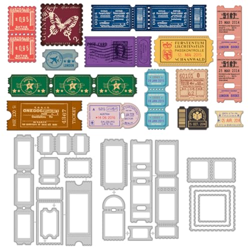 DELORIGIN Marcos de sellos matrices de corte Fabricación de tarjetas de plantilla de etiquetas, recortes de acero al carbono Scrapbooking Plantilla de relieve para tarjetas de papel artesanal Álbum