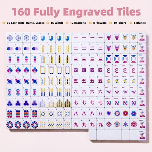 Juego de Mahjong Americano Completo 160 piezas color rosa miniatura 7