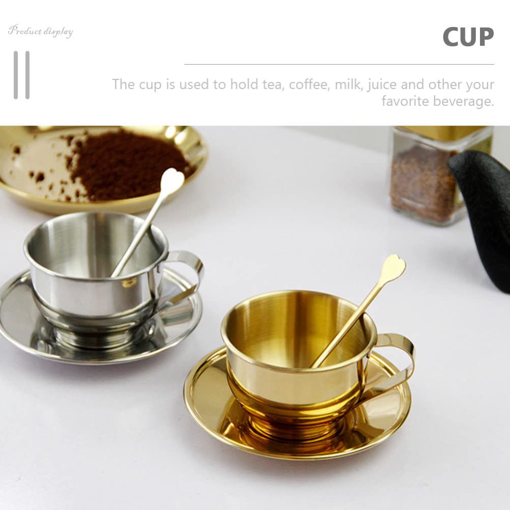 UPKOCH Tasse Café Vintage Acier Inoxydable – Tasse Expresso/Rétro Incassable, Idéale Camping, Voyage, Maison (6,5x6,5x6 Cm)