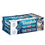 Blue Buffalo Tastefuls Natural Pate Wet Cat Food Variety Pack, Salmon, Chicken, Ocean Fish & Tuna Entrées 3-oz cans (12 count - 4 of each flavor)