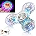 Fidget Spinner [5 Pcs] MEGA Pack, Crystal Led Light Up Rainbow Toy, Clear Fidget Toy |The Mesmerizing Led Lights| Sensory Finger Fiddle Toy |For Boredom Adhd Anxiety Stress Relief |Adults, Boy N Girls