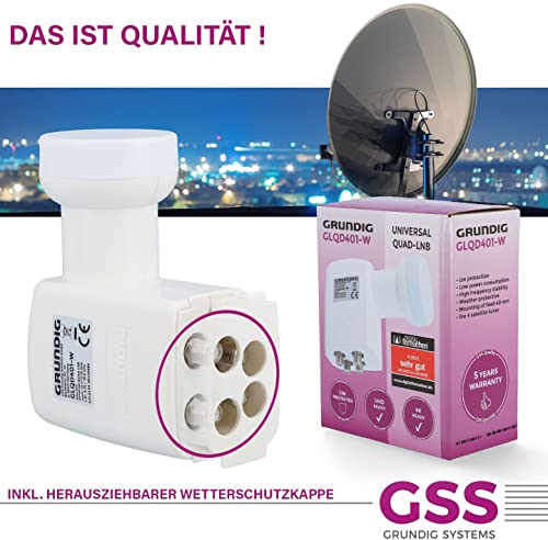 GSS Quad LNB Weiss für digitale Satellitenschüssel für 4 Teilnehmer