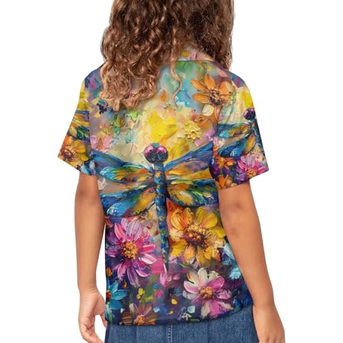 Image of PinUp Angel Funky Casual Hawaiian Shirt Kids Boys Girls Art Oil Painting Animal Pattern Short Sleeve Unisex Beach Shirt