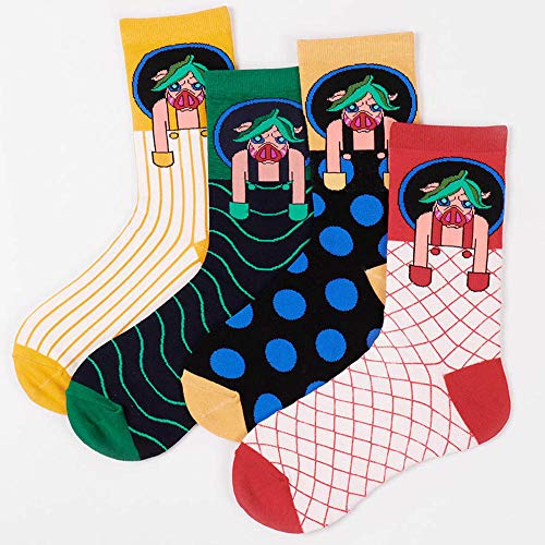 4 Pairs Of Medium Tube Socks, Exquisite Personality, Pig Socks, Cartoon Cotton Socks, Couple Socks3