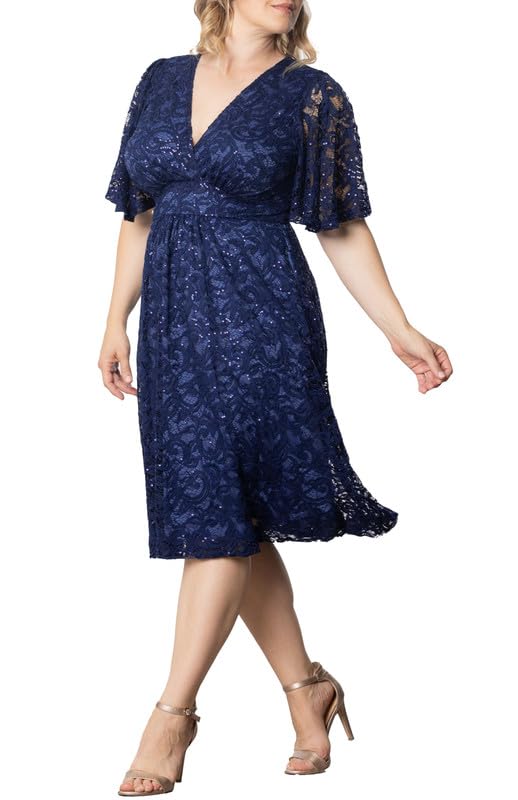 Kiyonna Plus Size Starry Sequin Lace Midi Cocktail Dress | Party, Holiday, & Wedding Guest Dress4