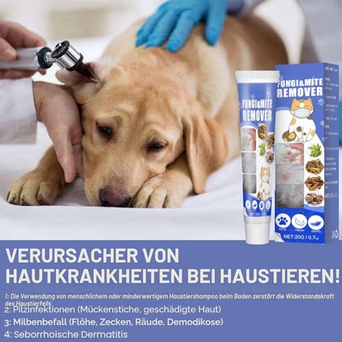 Milbenentferner, Milbenentfernungscreme, Haustier-Juckreiz-Behandlung, Milben-Behandlung für Hunde, Milbenentferner für Hunde, gegen Juckreiz und Milben, 3 Stück