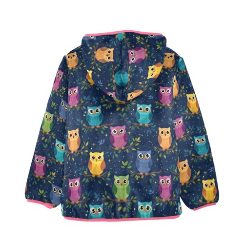 Cute Owl Toddler Fleece Jacket Baby Girls Hooded Zipper Long Sleeve Thick Warm Outerwear 3-10 Years2