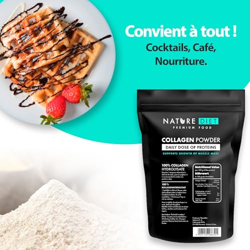 Nature Diet - Poudre de collagène (Type I, III) | 600 g | Hydrolysat | Sans saveur | Peptides de collagène – Image 7