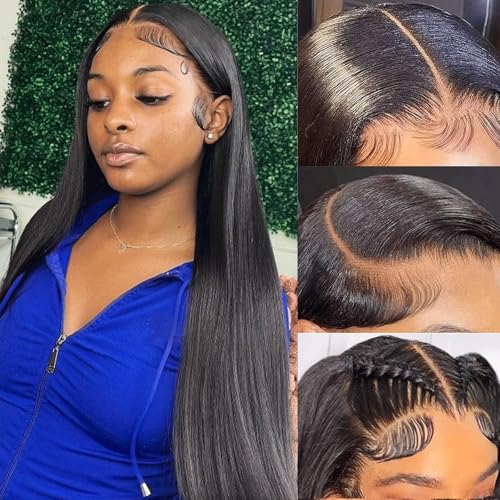 Image of LETMIEO 20 inch Straight 13x6 Lace Front Wigs Human Hair Black Wig