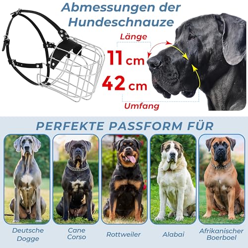 CleverTail Extra großer Maulkorb für Dogge – Metall-Körbchen-Maulkorb gegen Bellen und Beißen – für Rottweiler, Cane Corso, Retriever, Mastiff