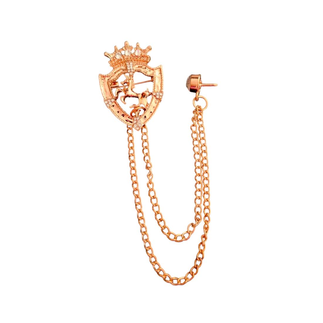 Horse Crystal King Crown Hanging Chain Label Pin Gold Brass For Men And Boys-image-11
