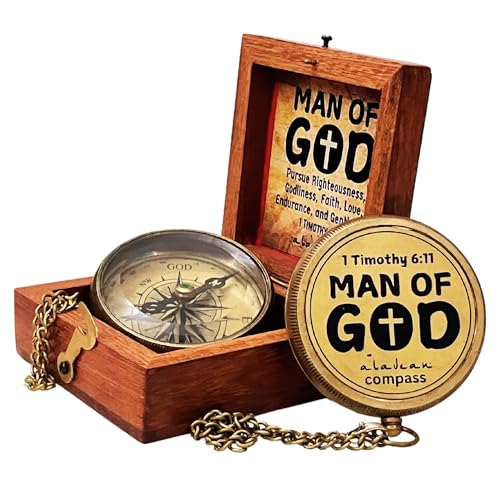 Brújula grabada religiosa para hombres y niños miniatura 4