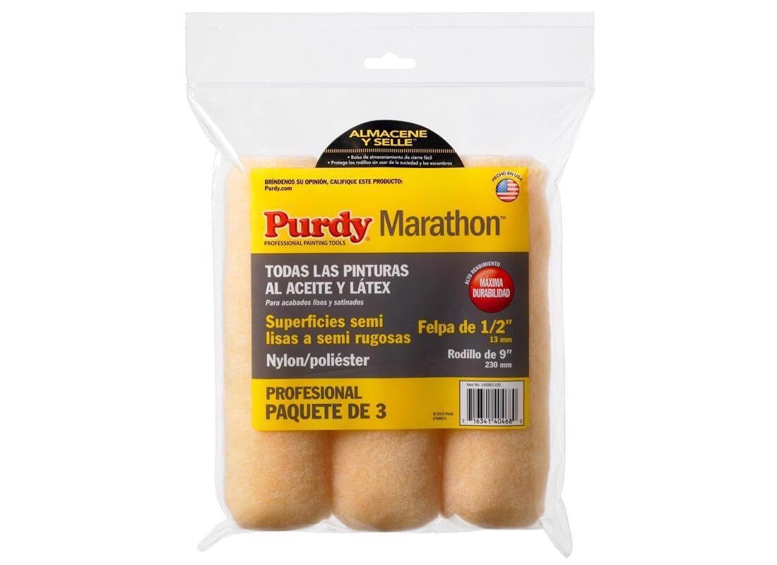Purdy 14B861100 Marathon - Paquete múltiple de 1/2 pulgada, paquete de 3, amarillo, 9 x 1/2 pulgadas