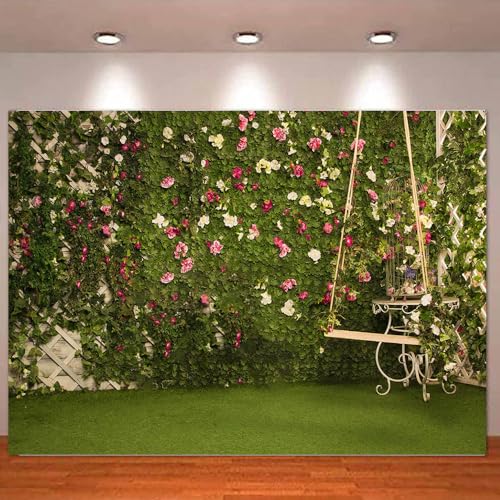 Generic 7x5 FT Garden Spring Photo Backdrop Grass Floral Party Photography Background Banner Decorations Polyester Fabric Supplies, TS-B680-FBA