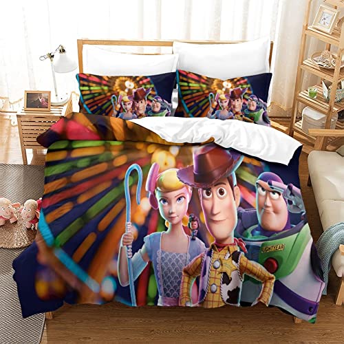 Gerrit Parure De Lit 135x200 cm 3D Toy Story Imprimé Housse De Couette 135x200 cm avec Éclair Et Taies Doux Et Durable Hypoallergénique Housse Couette pour...