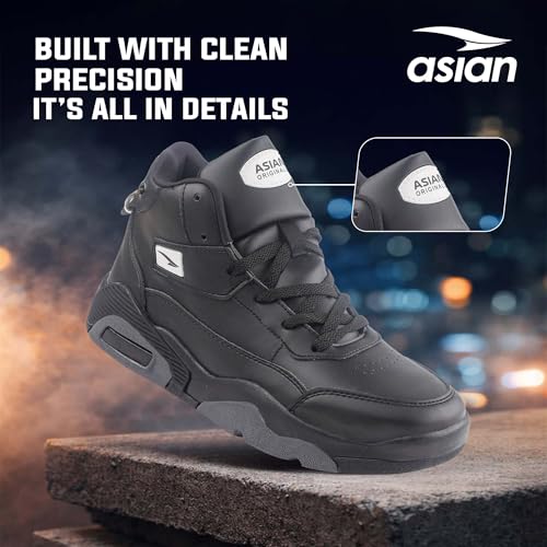 Image of ASIAN Basket-14 Men's Sporty Mid-Top Sneakers with Memory Foam Cushioning | Durable Grip Sole and Athletic Design for Basketball and Casual Wear