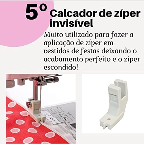 Kit 6 Calcadores Para Máquina Doméstica Singer Brother Bainha Ziper