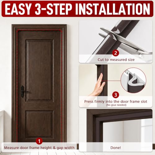 Image of 19.7FT Kerf V‑Shaped Weather Stripping Door Seal, Press‑in Seal for Pre‑Cut Slot Doors, Not Self‑Adhesive, Soundproof Draft Blocker for Exterior Front Doors, Fits Large Gaps, Easy DIY Install (Brown)