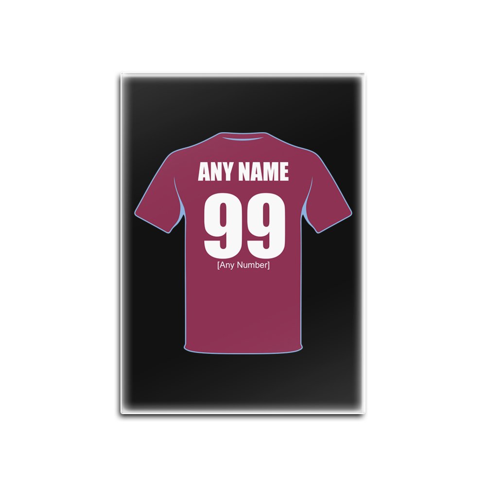 UniGift - Calamita da frigorifero in vetro Aston Villa (tema calcistico, opzioni di colore) – qualsiasi nome messaggio