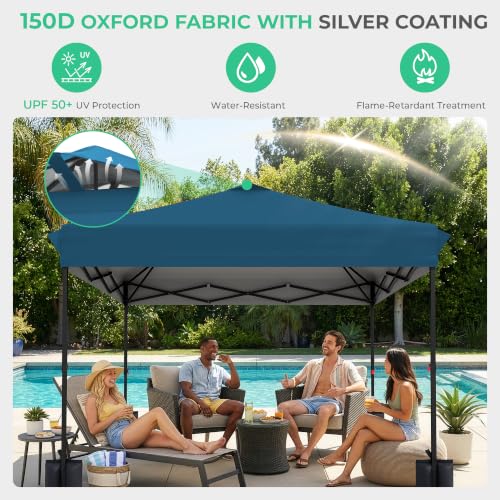 Image of JEAREY 10x10 Pop Up Canopy Tent, Easy Up Outdoor Market Canopy, Lake Blue