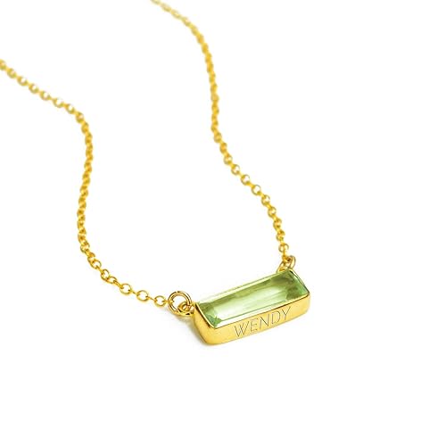 Miniatura 8 de Adira Series Horizontal Gemstone Bar Necklace, Personalized with Name or Birthdate, Custom Birthstone Necklace (Alexandrite)