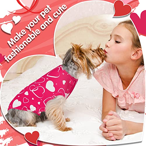 5 Pieces Valentine's Day Dog Shirt Valentine's Day Dog Outfit Puppy Party Costumes Doggie Shirts Cat Outfits Puppy Heart Shirt Breathable Pet Apparel For Small Dog Girl(S (Fit 3-4Lbs)) #TOP6