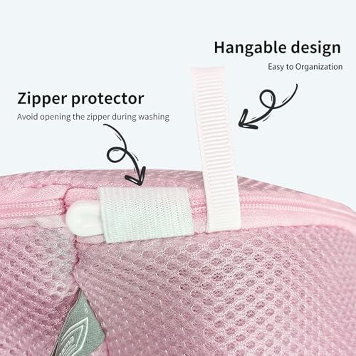 Image of Kimmama Shoe Washing Machine Bag, Shoe Laundry Bag, Pink, 8x15 inch, 2 Pack | Shoe Bag, For Sneaker, Tennis, Footwear, Trainers, Slippers, Sock, Building Blocks, Sandwish Mesh, Travel, Divided