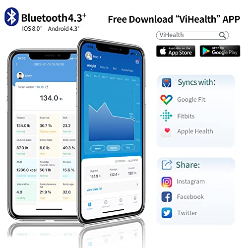 Scales For Body Weight And Fat, Lepulse Weight Scale With Body Fat, Water Weight, High Accurate Smart Body Fat Scale, Bmi Scale Digital Weight Bathroom Scale With App #TOP5