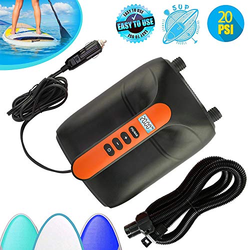 20PSI Max SUP Air Pump Electric - 12V DC Car Connector, Smart Dual